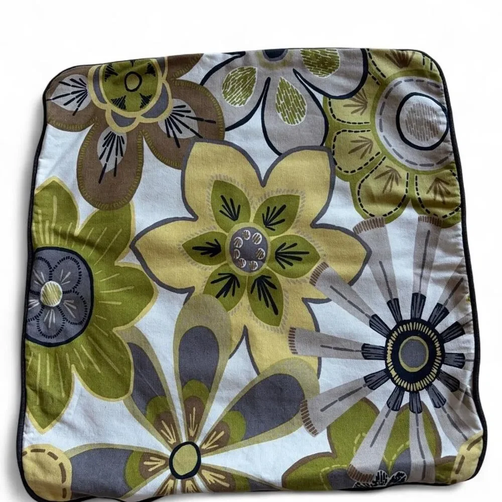 Ashley Furniture 20” x 20” Canvas Zip Pillow Cases Charcoal Cream Yellow Green